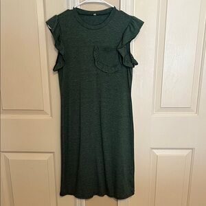 Green Ruffle Sleeve Dress